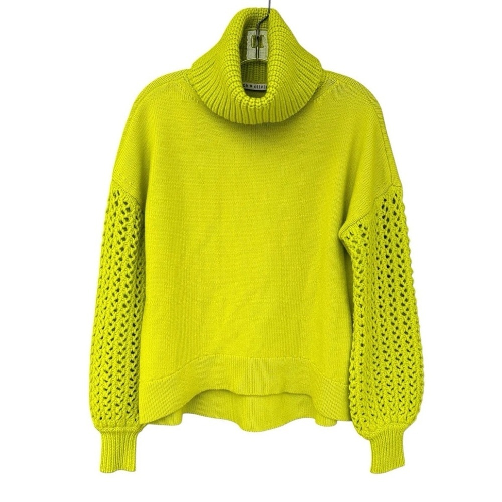 Alice + Olivia Wool Blend Adela Turtle Neck Sweater - Size XS - Chartreuse
